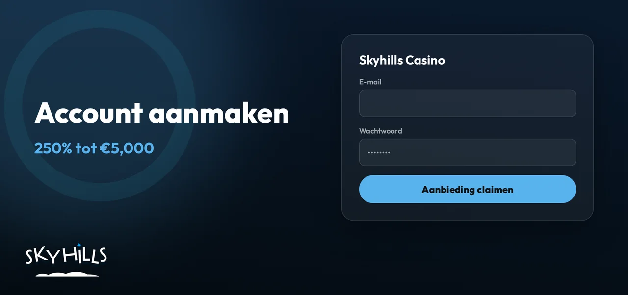Registreren bij Skyhills Casino